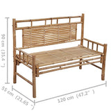 Garden Bench,Ideal Bench Seat with Handles and Backrest, Portable Wooden,Perfect for Indoor and Outdoor Use,Patio Bench with Cushion 47.2 Bamboo